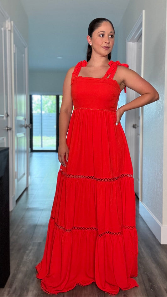 LADY IN RED MAXI DRESS